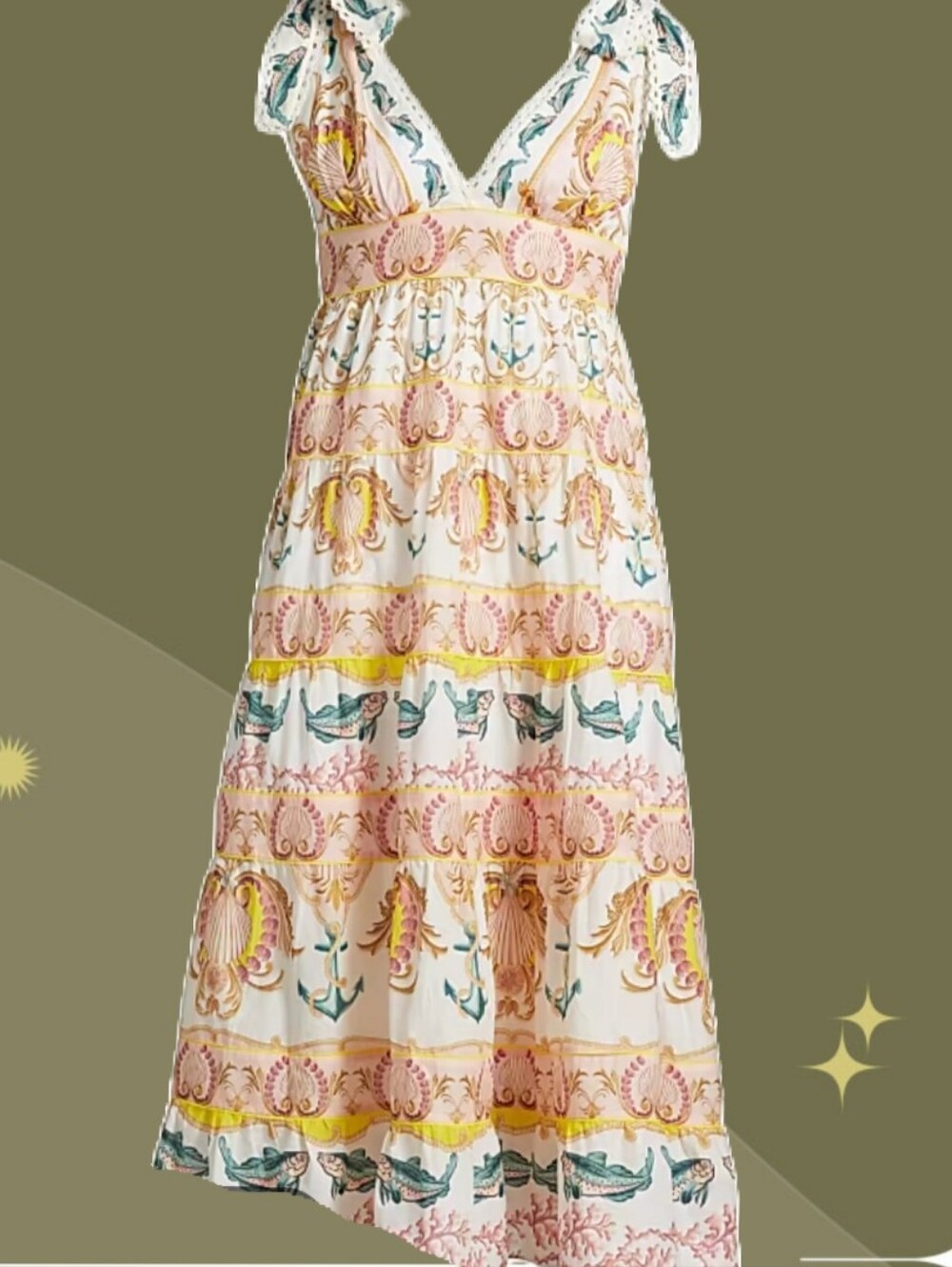 ✨nWt FARM Rio Maritime Magic midi dress Size M